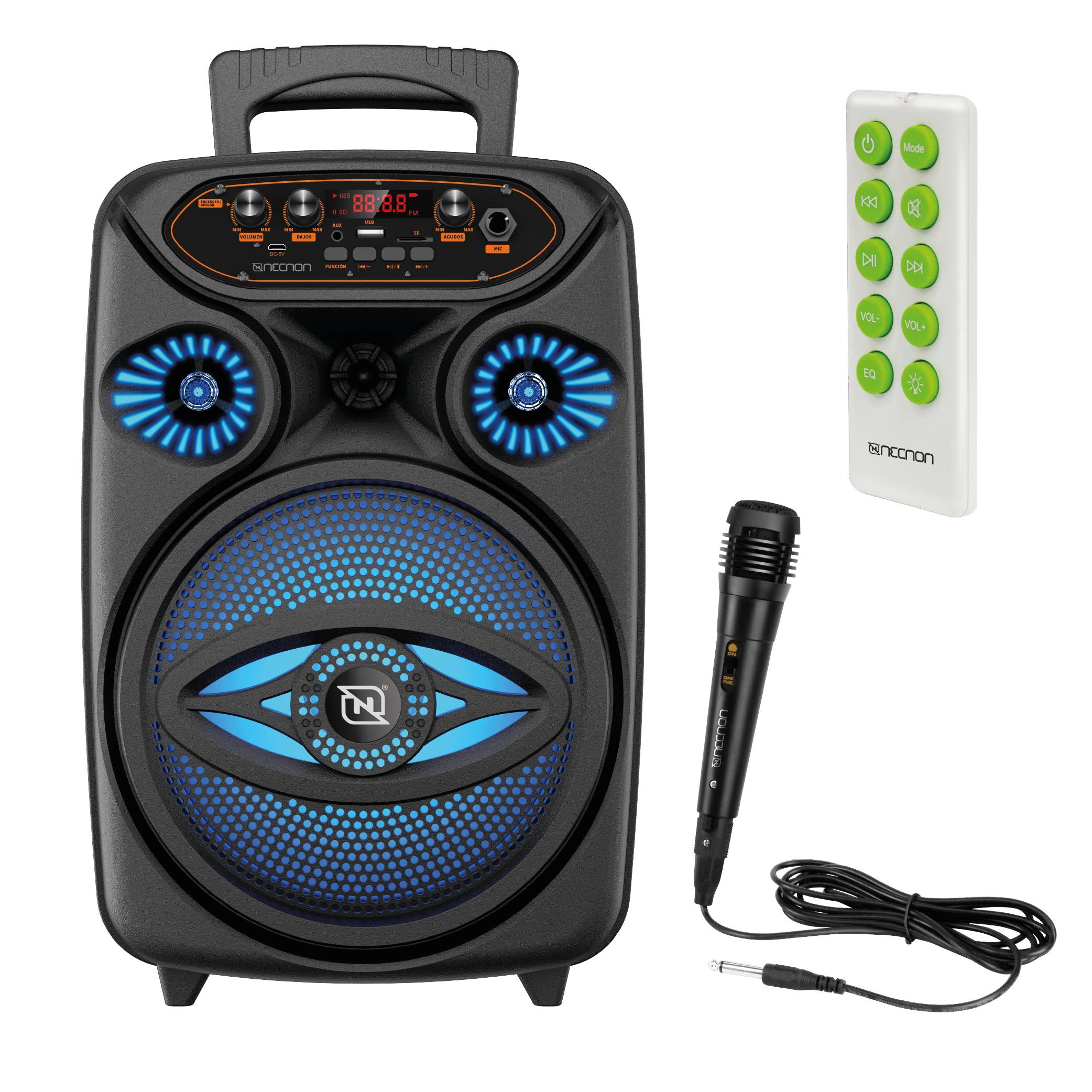Bafle Karaoke NECNON Bluetooth 8 pulgadas NB-08W TWS Incluye Microfono Alambrico Control Remoto Radio FM Micro SD USB AUX 3.5MM Iluminacion LED Control Agu - Bafle Karaoke NECNON Bluetooth 8 pulgadas NB-08W TWS Incluye Microfono Alambrico Control Remoto Radio FM Micro SD USB AUX 3.5MM Iluminacion LED Control Agu -
